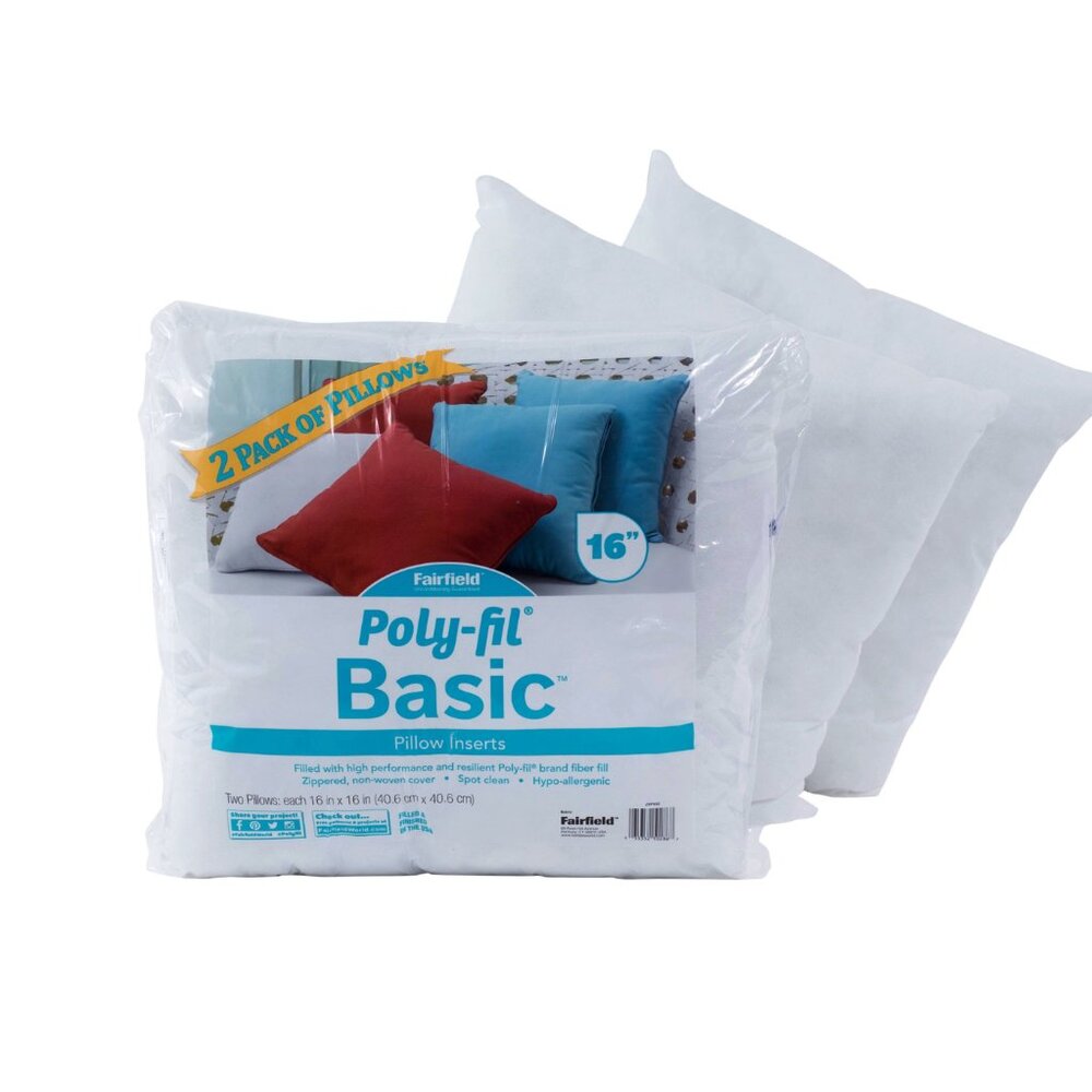 Fairfield JVP162 16 x 16 in. Poly-fil Pillow Insert, Pack‎ of 2